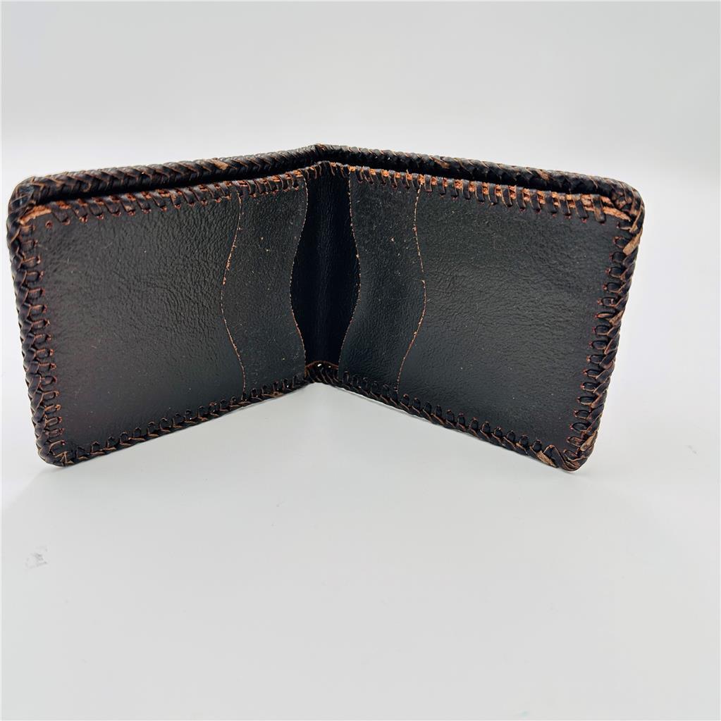 Leather Folded Men's Wallet Flower Design