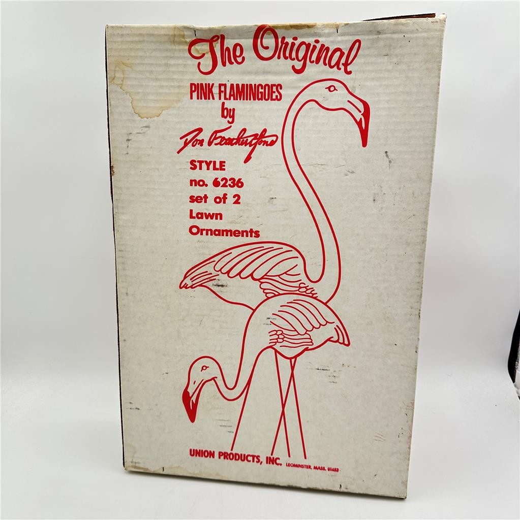 The Original  Pink Flamingoes  Set of 2 Union Products Blow Mold Lawn Ornaments