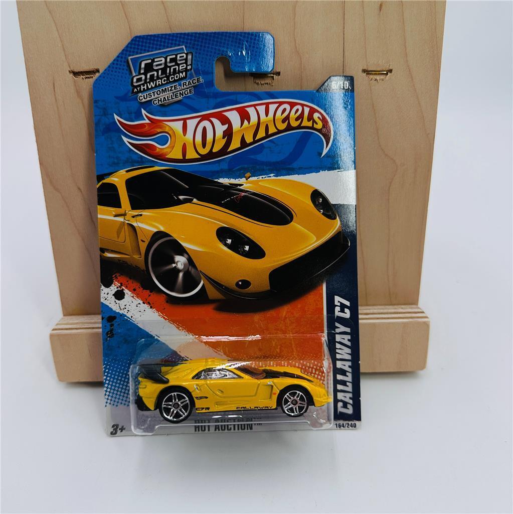 2010 Hot Wheels #164 Hot Auction 6/10 CALLAWAY C7 Yellow w/Chrome Pr5Sp '11 Card