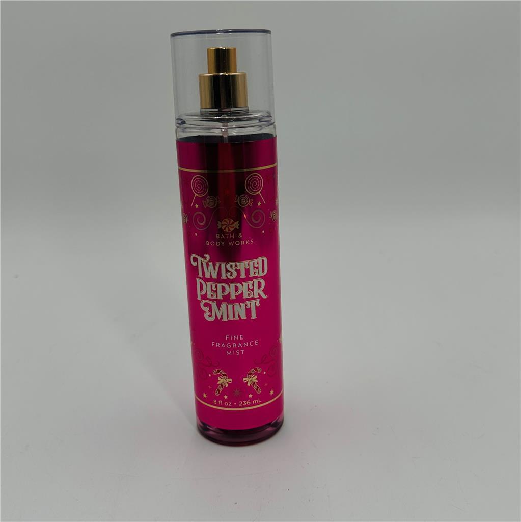Bath & Body Works TWISTED PEPPERMINT Fine Fragrance Body Mist Spray 8 Oz 90% Ful