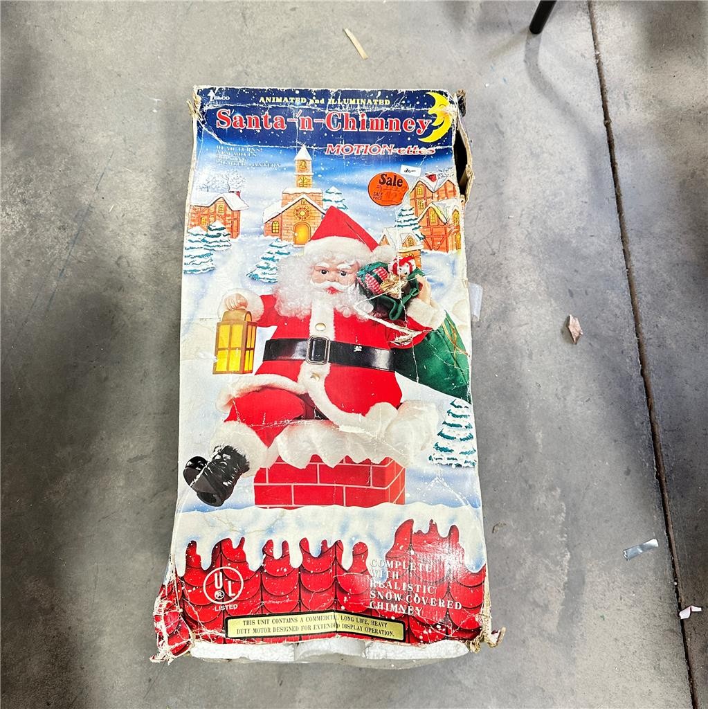 1988 Santa in Chimney Telco Motion-ettes Christmas Lights Up  Moves Works