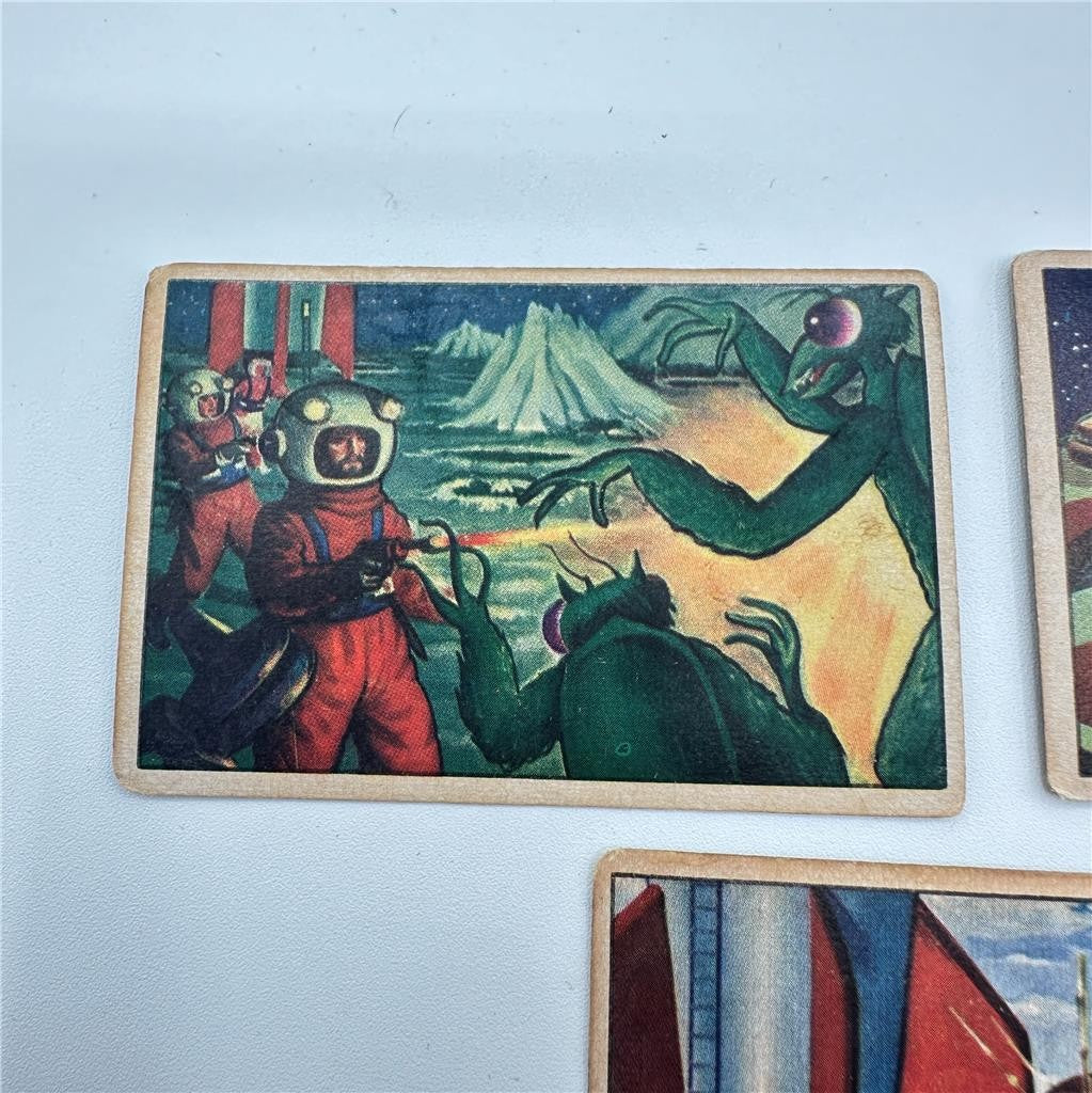 1951 Bowman Jets Rockets Spacemen Cards #1, 9, 10, 11, 18, 27
