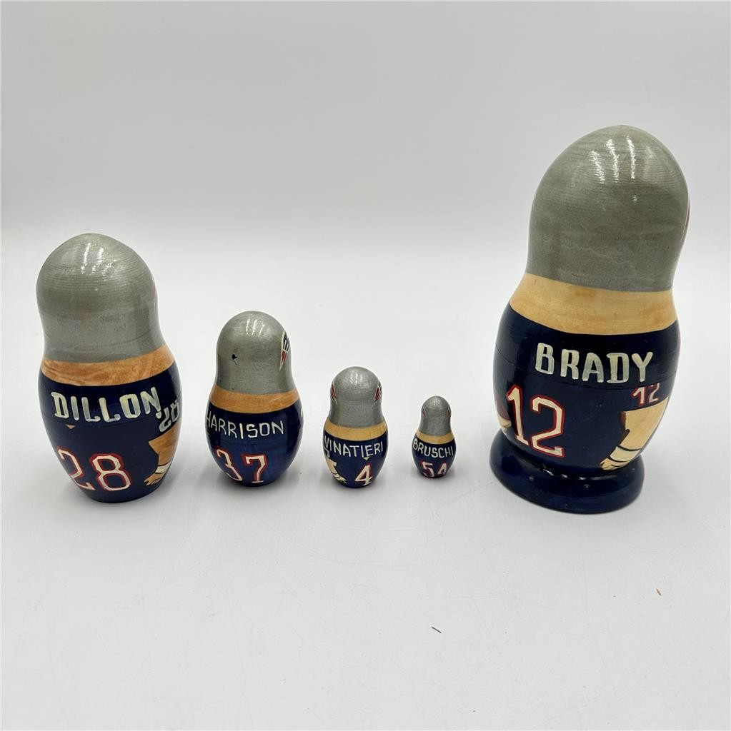 New England Patriots Nesting Doll-Brady, Dillon, Harrison, Vinatieri,Bruschi