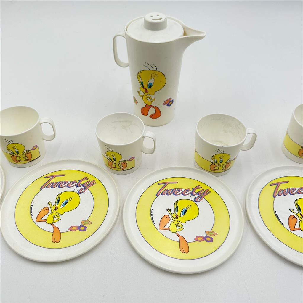 Vintage Plastic Chilton Tweety Bird Partial Tea Set