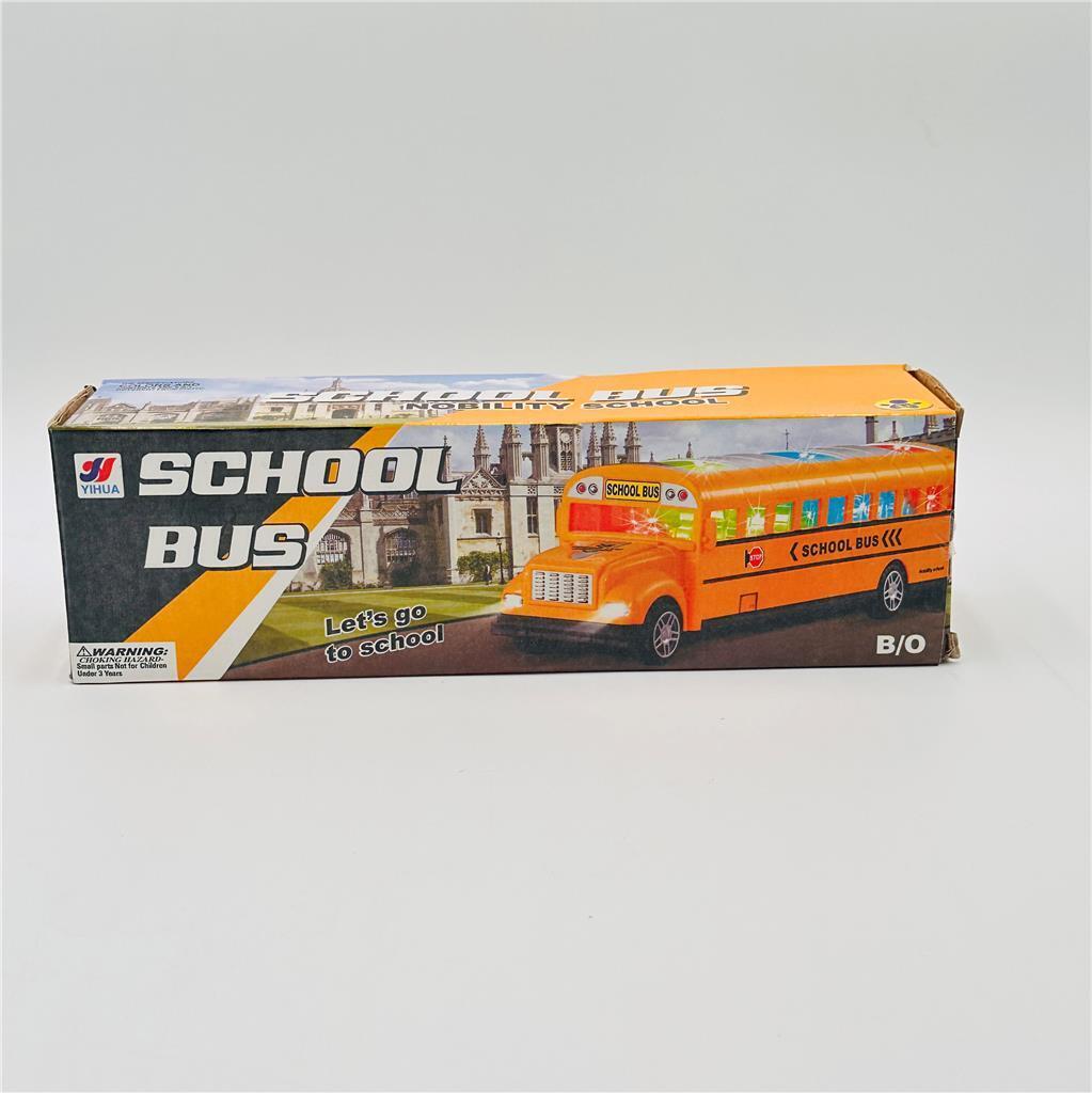 SCHOOL BUS TOY Battery Operated Bump n Go Lights Sounds Music 12'' NIB