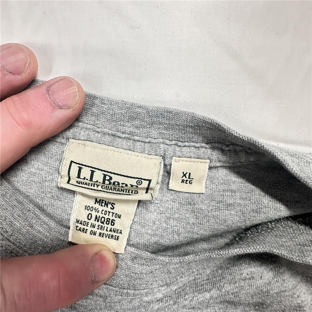 LL Bean Long Sleeve Graphic TShirt Gray XL B5
