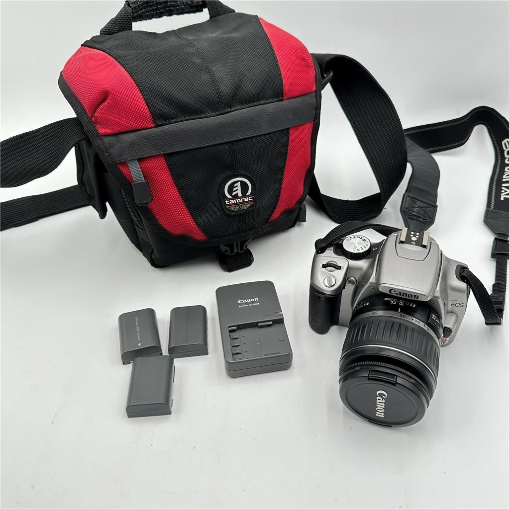Canon EOS Digital Rebel XT Camera w/3 Batteries and Charger and Case Untested