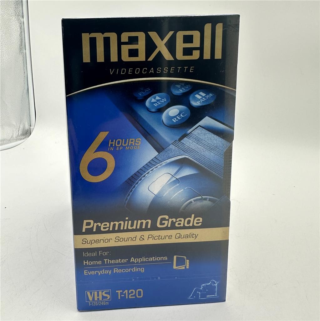 7 Pack Maxell Blank VHS Video Cassette Tape Premium Grade T-120 6 Hours SEALED