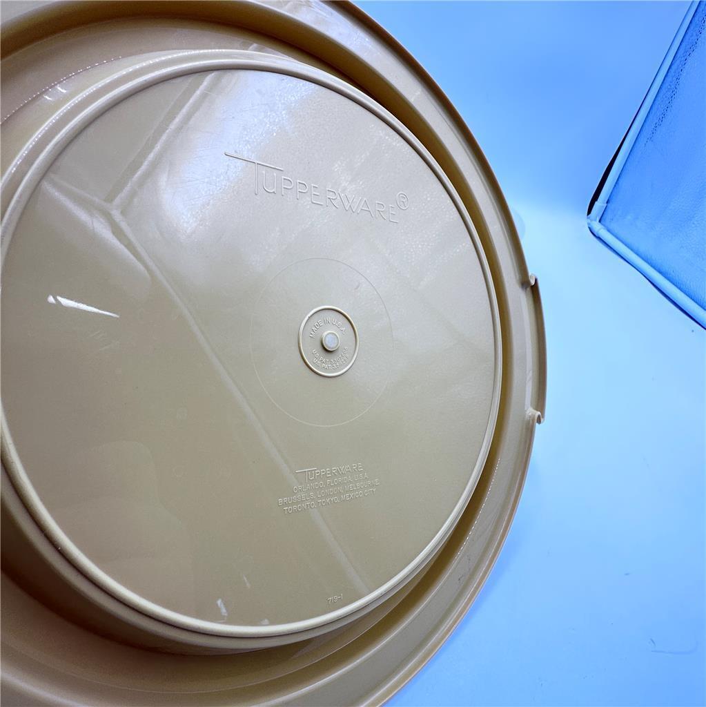 Vintage Tupperware Clear Circular Container with Yellow Lid