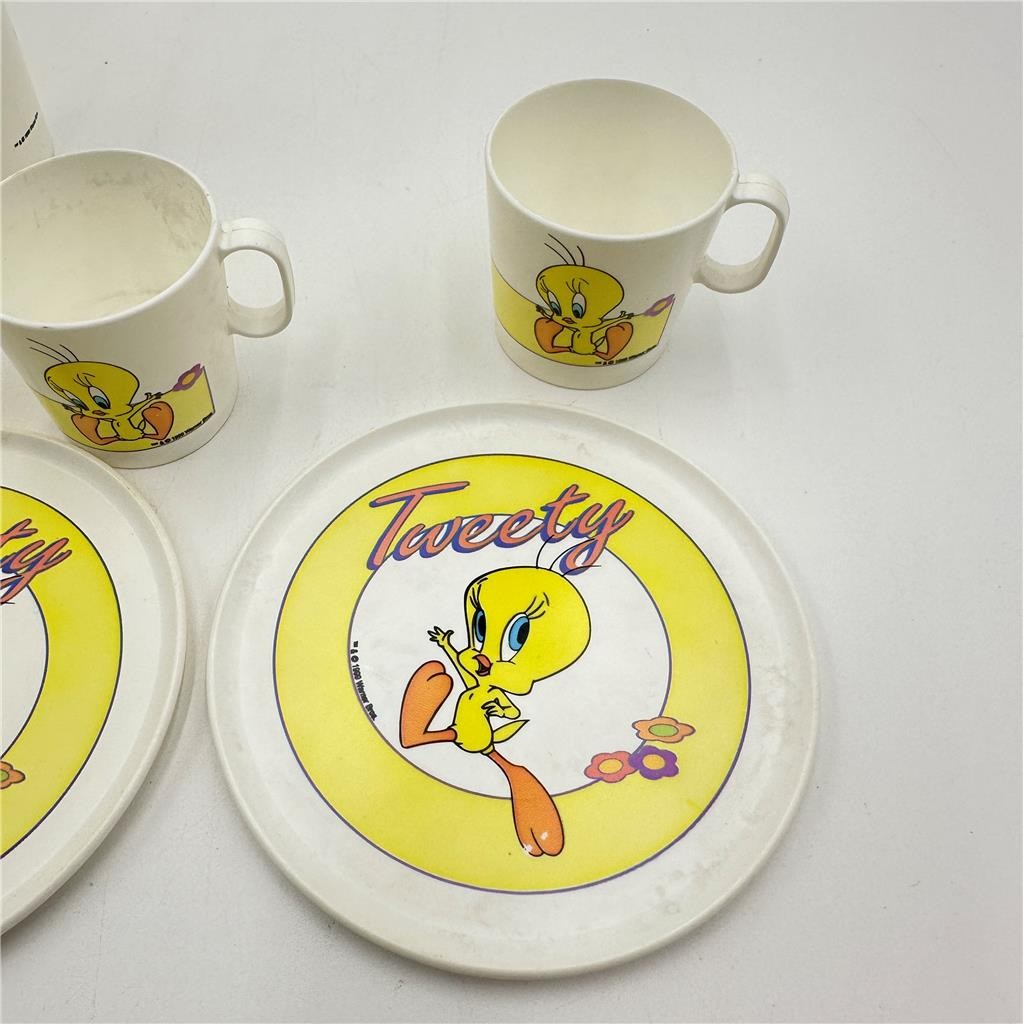 Vintage Plastic Chilton Tweety Bird Partial Tea Set
