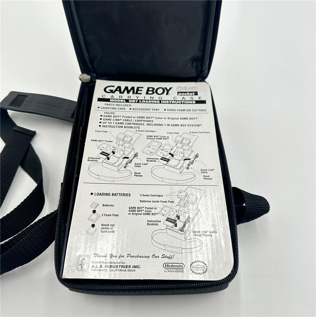Nintendo Gameboy Color Carrying Case Bag w Shoulder Strap,Tray,Instruction Sheet