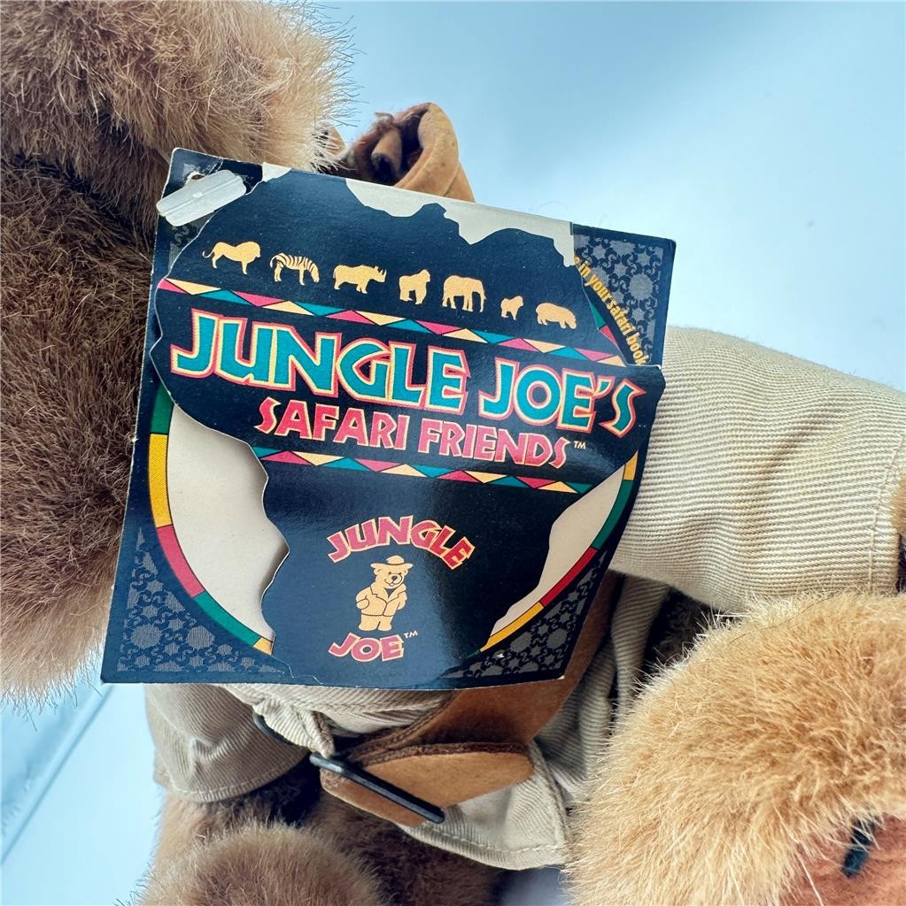 Jungle Joe's Safari Friends JUNGLE JOE 9" Plush Talking Teddy Bear w Tag VTG