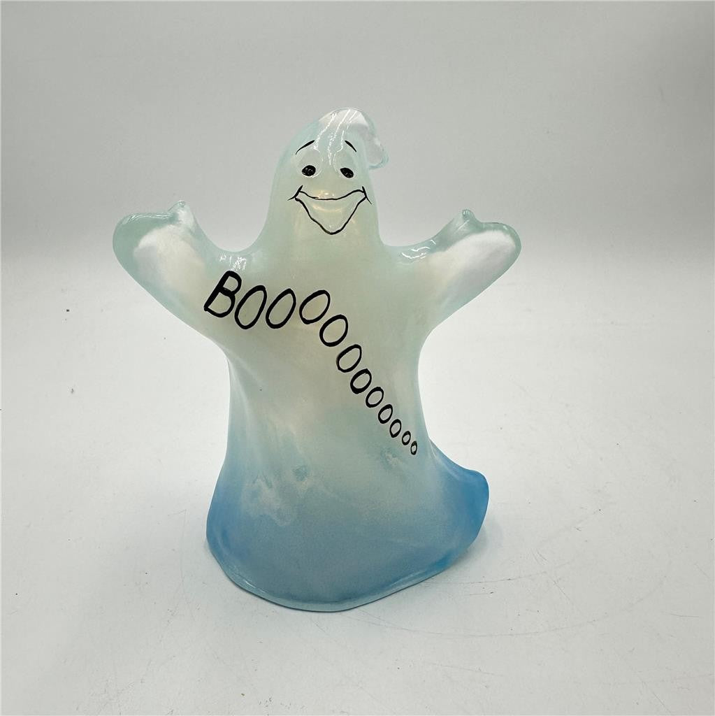 Fenton Ghost BOOOOOOOO Glass Halloween Figure Hand Painted by P. Thornley