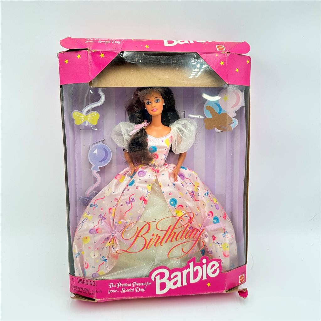 Vtg 1996 Mattel Birthday Barbie Doll Brown Hair  #16000 Box is Damaged