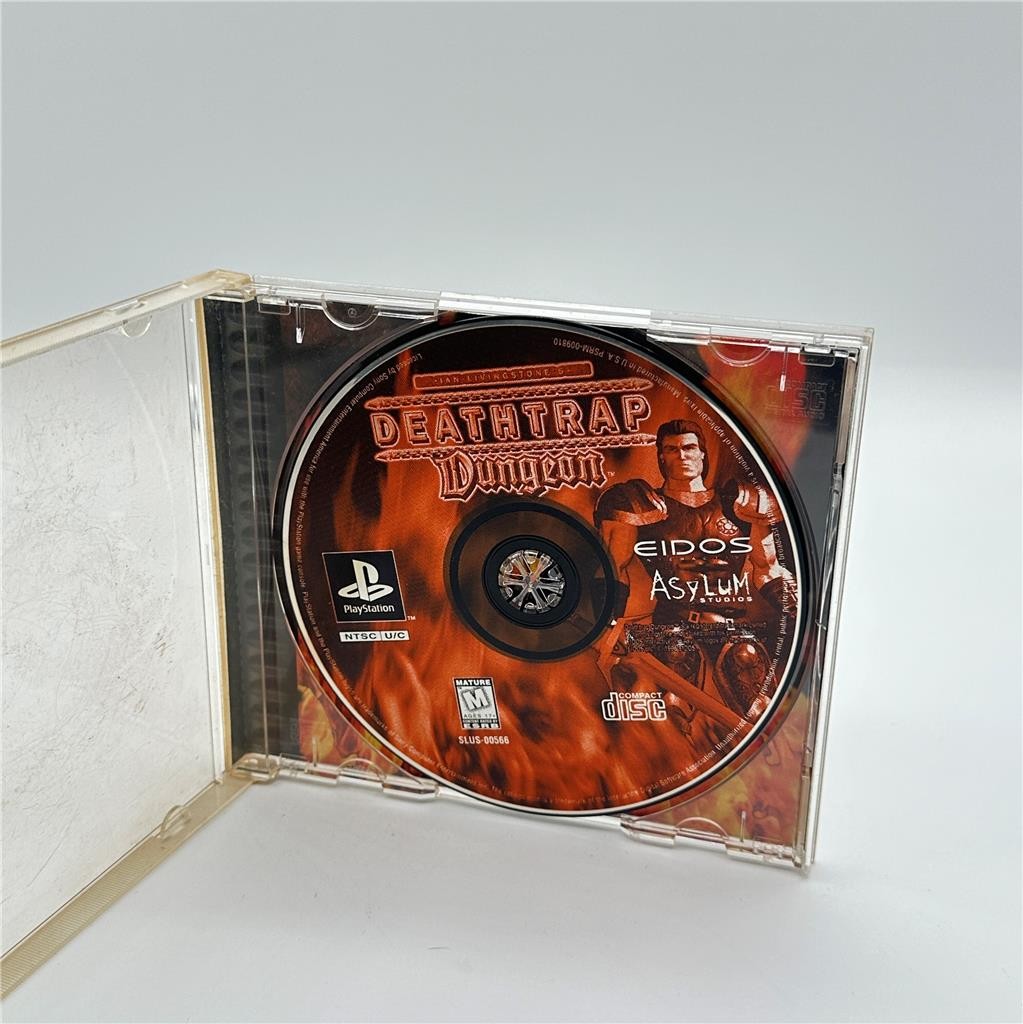 Deathtrap Dungeon (Sony PlayStation 1, 1998) Game and Back Cover Art
