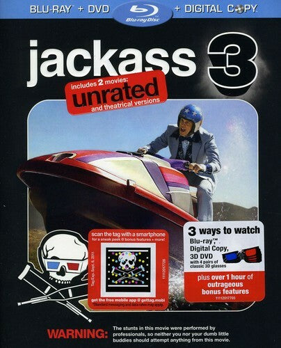 Jackass 3 (Blu-ray/DVD, 2010) - Includes 4 - 3D Glasses