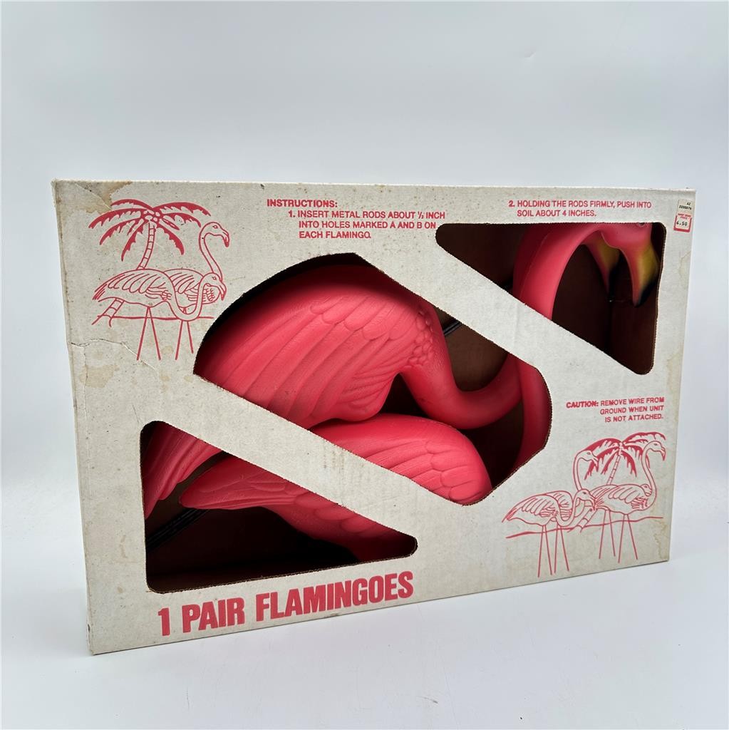 The Original  Pink Flamingoes  Set of 2 Union Products Blow Mold Lawn Ornaments