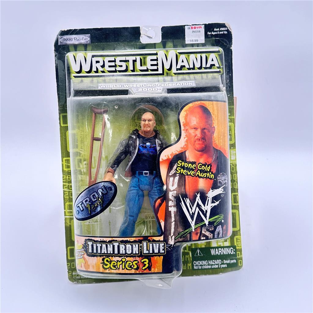 2000 WWF WWE Stone Cold Steve Austin Wrestlemania 2000 Wrestling Figure Titan Tr