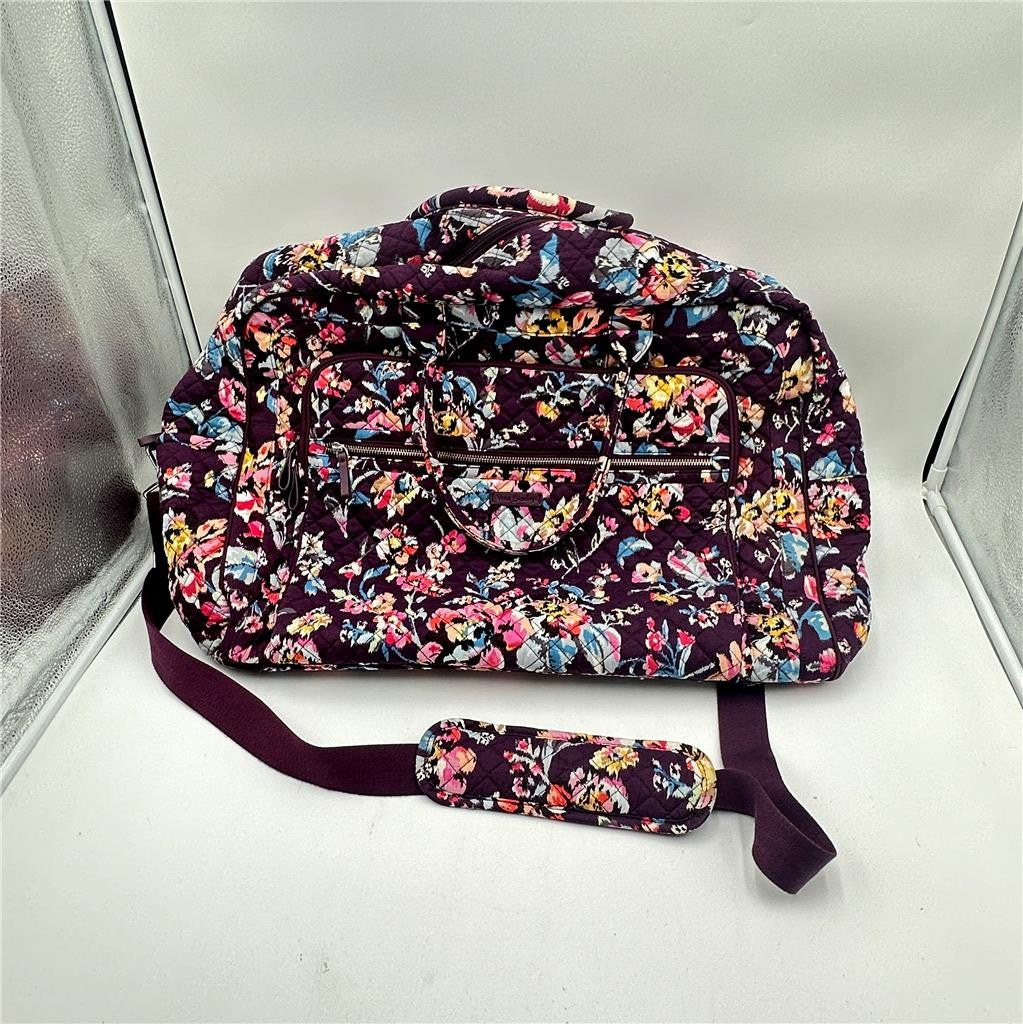 Vera Bradley Large Duffle Bag  20” Long Purple with Flowers Design