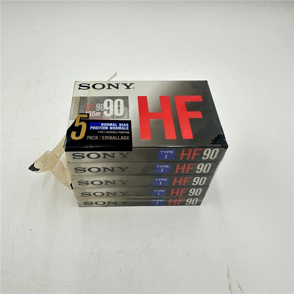 5 Pack Sony Type I HF 90 135M Blank Cassettes NOS