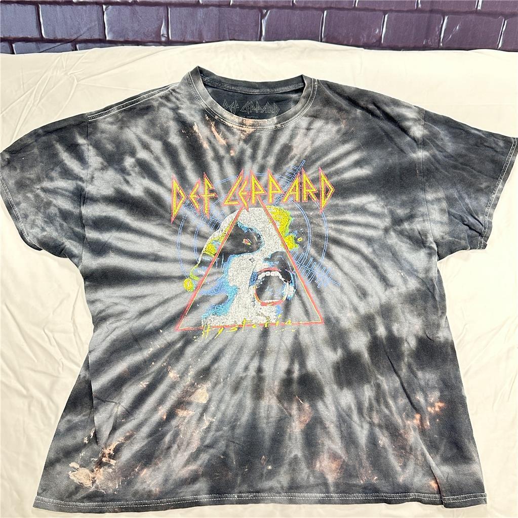 Def Leppard Hysteria Band Tshirt Gray Tie Dye XL  B5