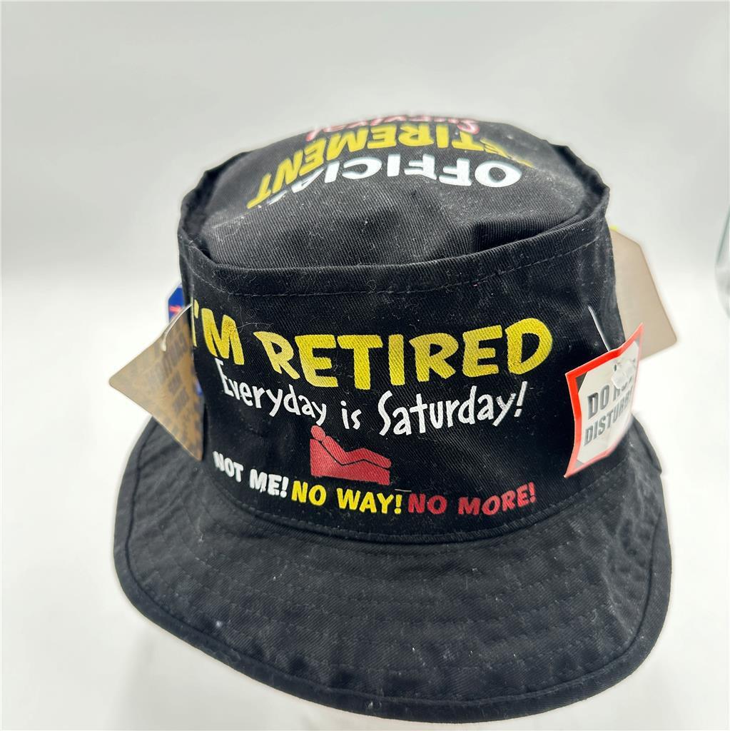 OFFICIAL RETIREMENT SURVIVAL Bucket HAT Cap GAG Gift Golf Tee Fishing Bobber Blk