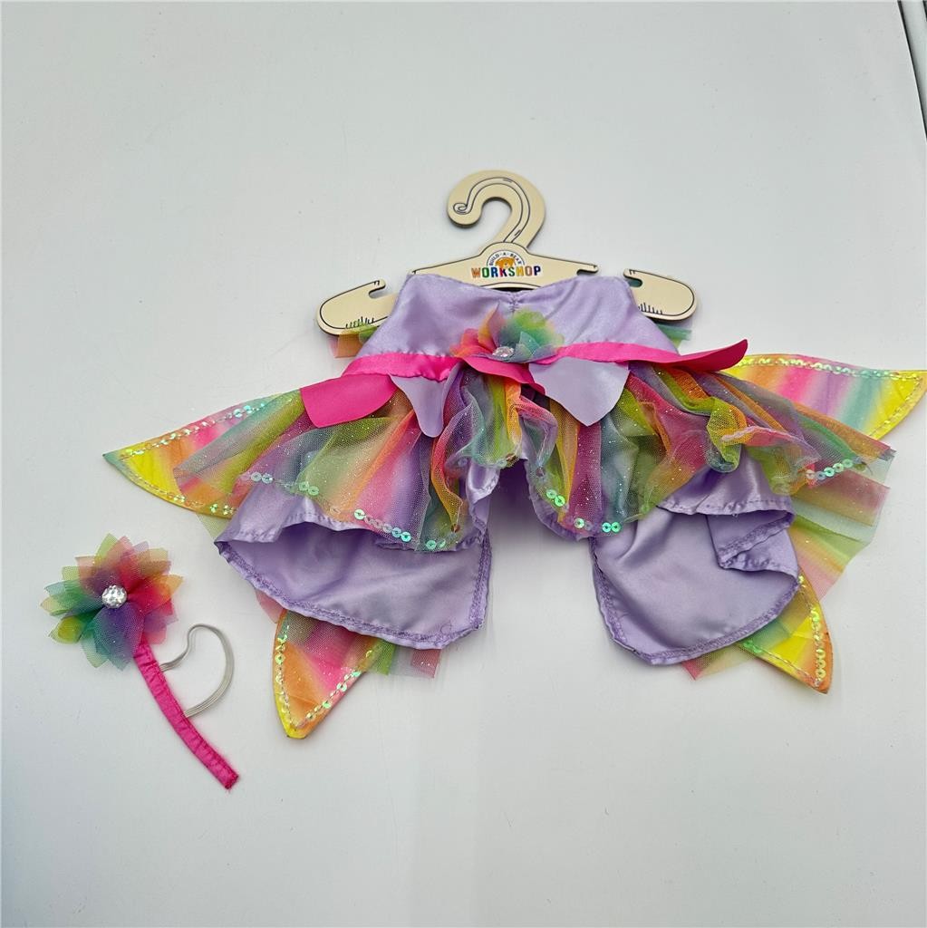 Build a Bear Tulle Dress Butterfly w/ Colorful Wings, Head Band & Clothes Hanger