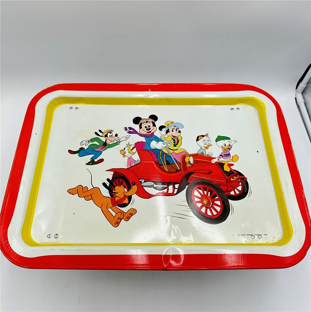 Vintage Mickey Mouse and Friends Car Ride Metal Folding Lap TV Tray Disney