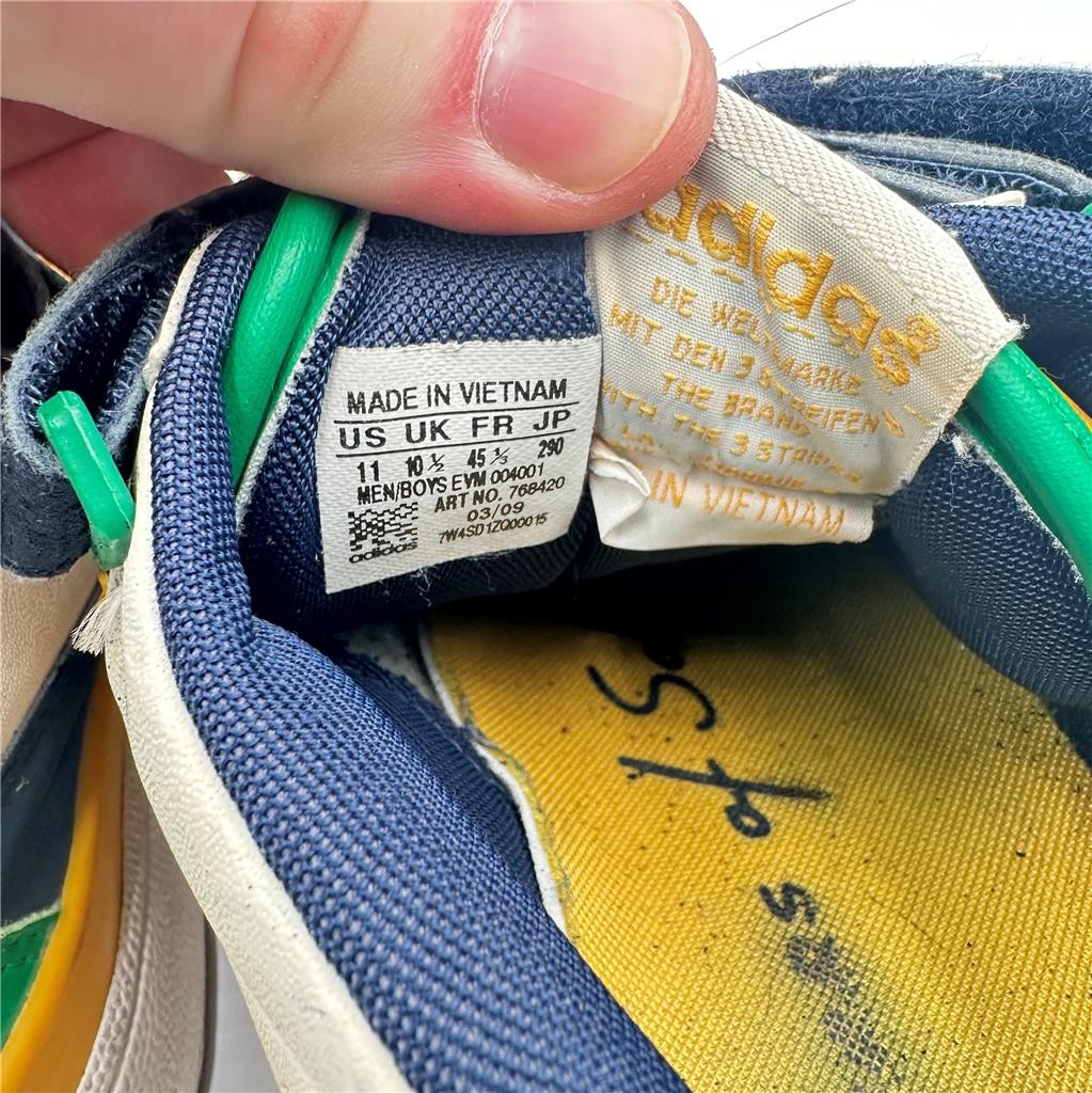 Adidas Art No 768420 "60 years of soles and stripes" Size 11 Green Yellow  Navy