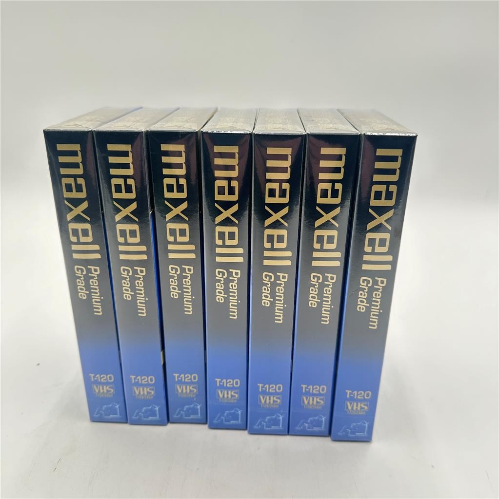 7 Pack Maxell Blank VHS Video Cassette Tape Premium Grade T-120 6 Hours SEALED