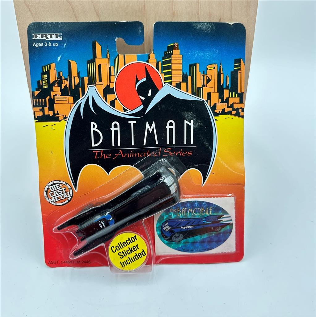 ERTL Batmobile Diecast Car-Batman The Animated Series-Collector Sticker-1993