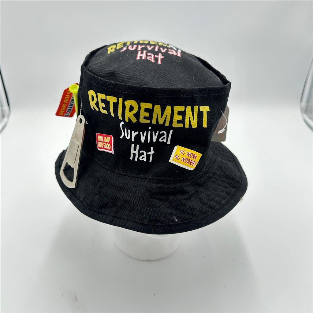 OFFICIAL RETIREMENT SURVIVAL Bucket HAT Cap GAG Gift Golf Tee Fishing Bobber Blk
