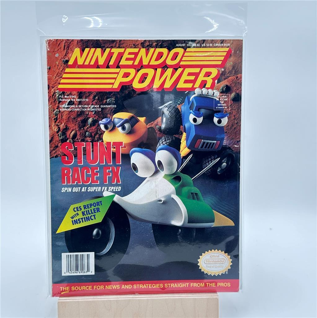 Nintendo Power Magazine Issue #63 August 1994 Stunt Race with cards, no poster