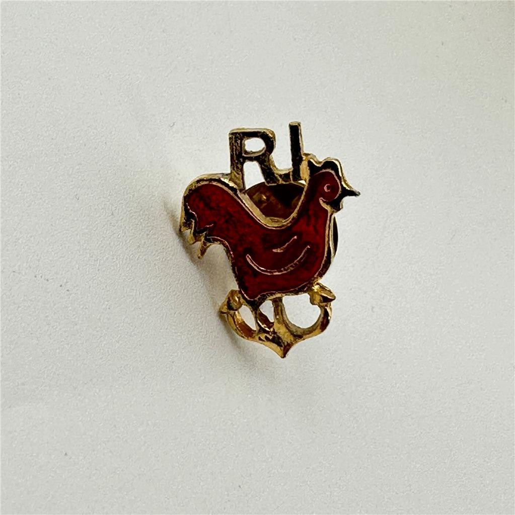 Rhode Island Red Rooster Anchor Lapel Pin RI