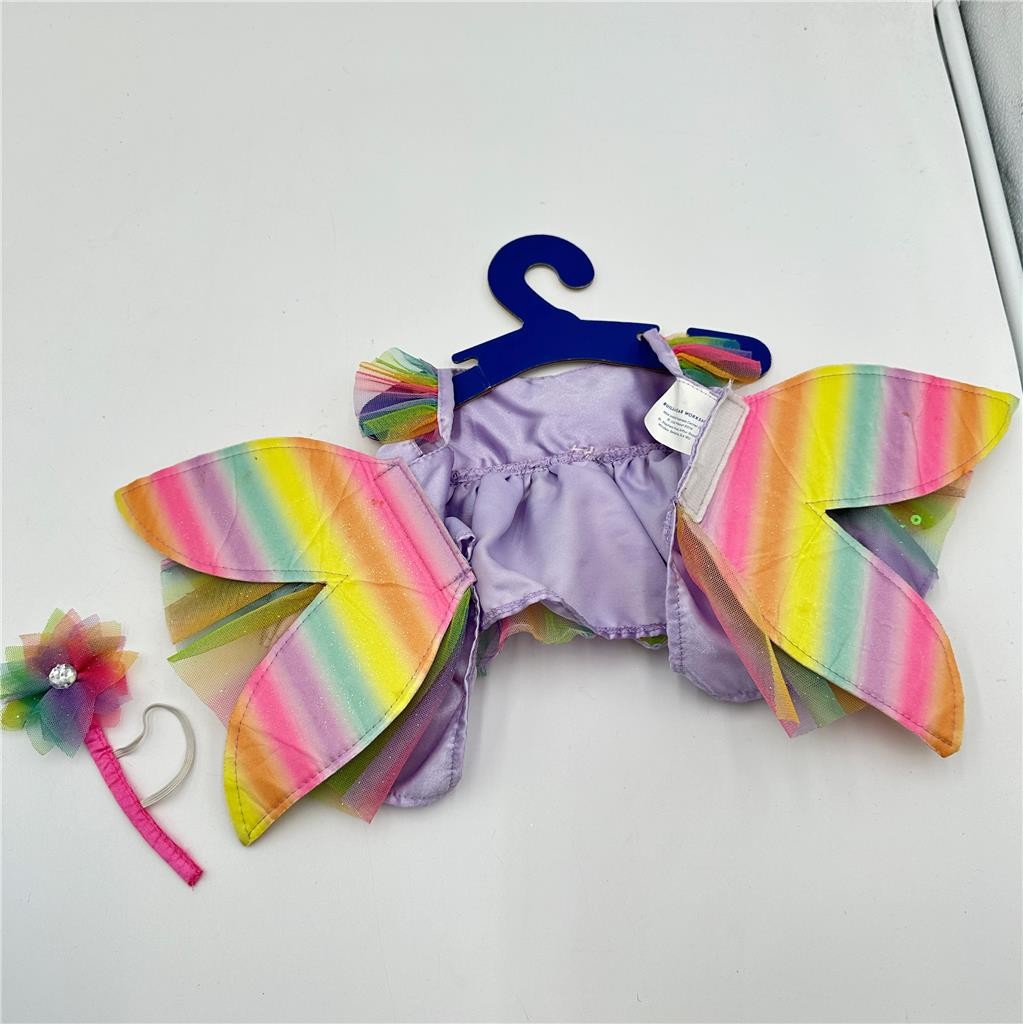 Build a Bear Tulle Dress Butterfly w/ Colorful Wings, Head Band & Clothes Hanger