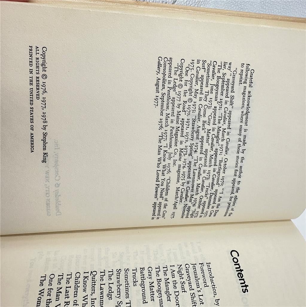 NIGHT SHIFT Stephen King 1978 Hardcover BCE Book Club Edition Double Day