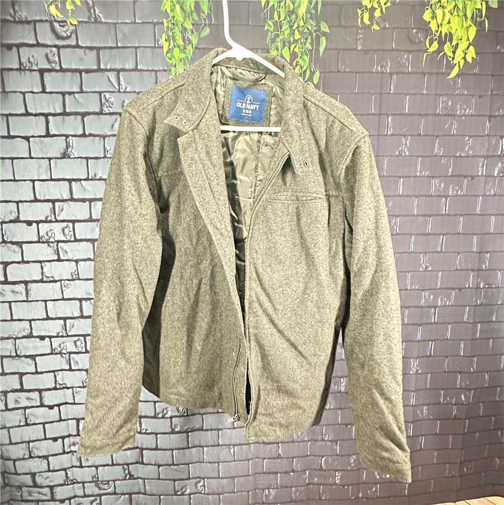 Old Navy Men’s Classic Wool Full Zip Coat  Grey Size Medium