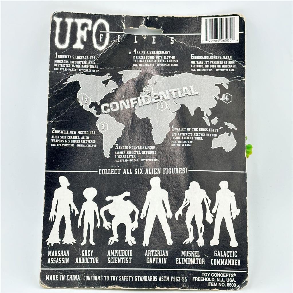 Vintage UFO Files Bendable Alien Action Figure Toy 1996 Glow In The Dark Eyes