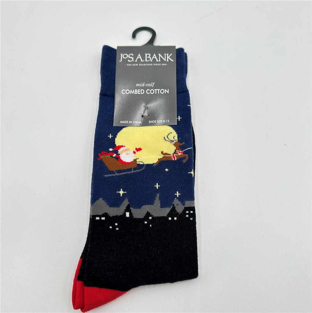 Jos. A. Bank's Novelty Christmas Mid-Calf Combed Cotton Socks, Shoe Size 8-12