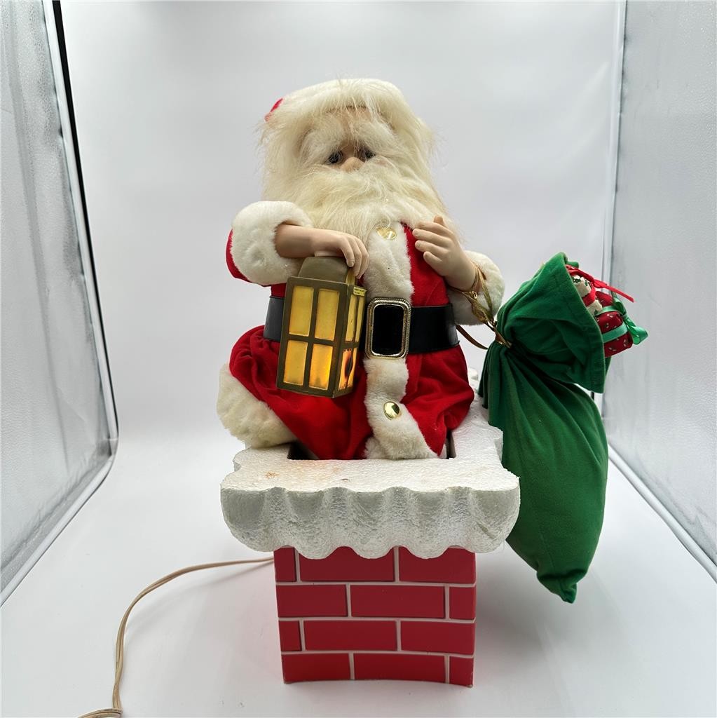 1988 Santa in Chimney Telco Motion-ettes Christmas Lights Up  Moves Works