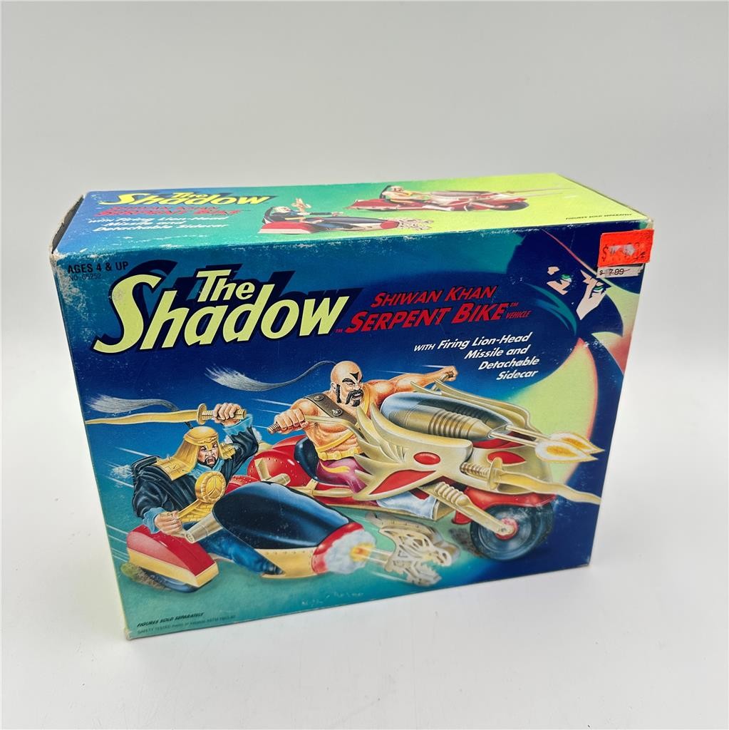 1994 Kenner The Shadow Shiwan Khan Serpent Bike Vehicle Sidecar, New Open Box