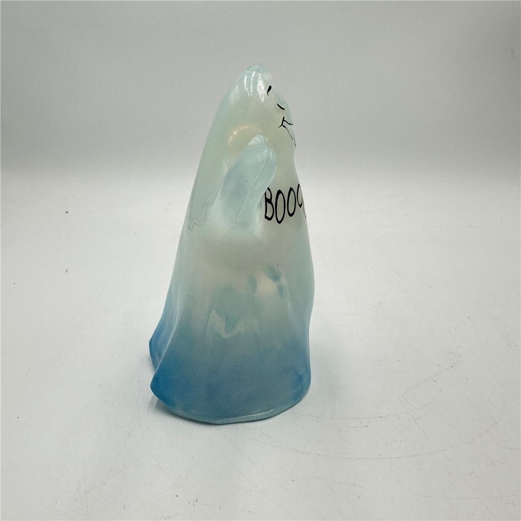 Fenton Ghost BOOOOOOOO Glass Halloween Figure Hand Painted by P. Thornley