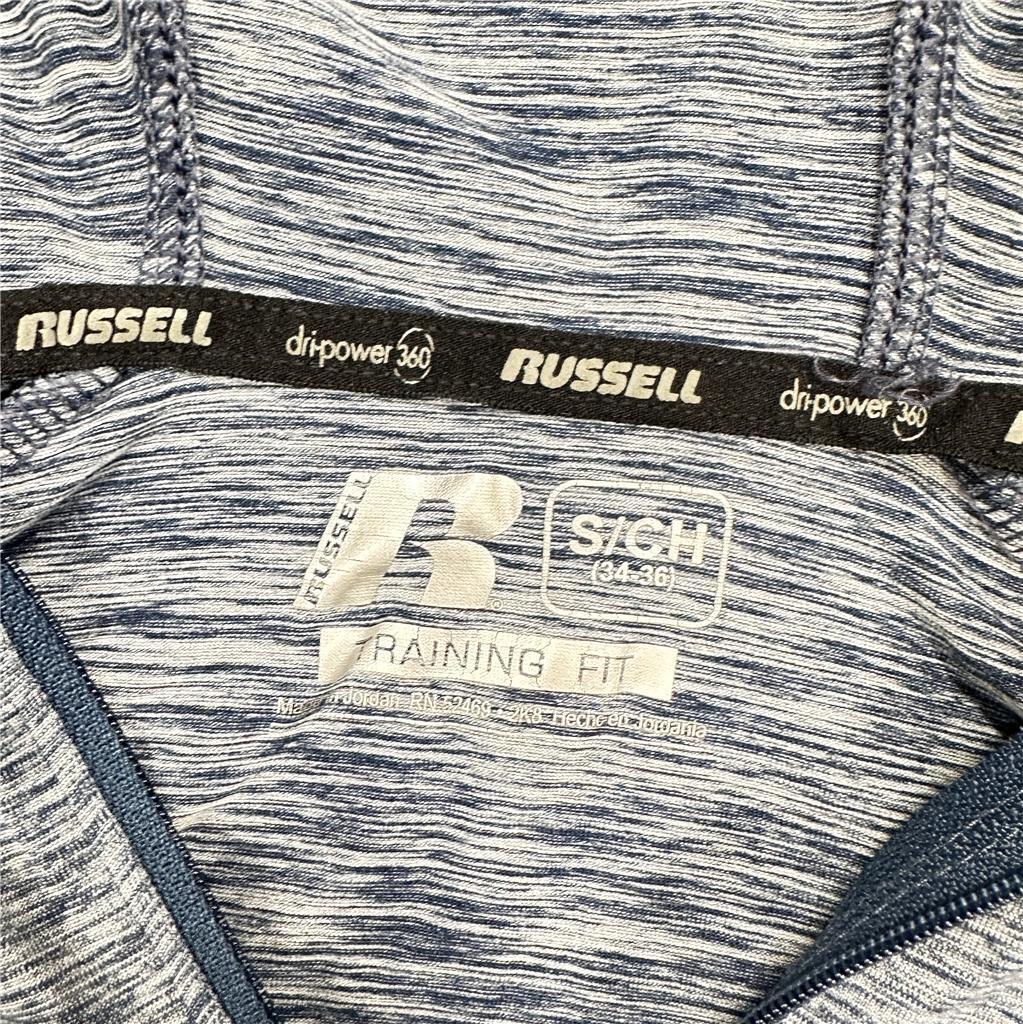 Russell Shirt S (34-36) Training Fit Dri-Power 360 Long Sleeve Hooded Quarter  Z