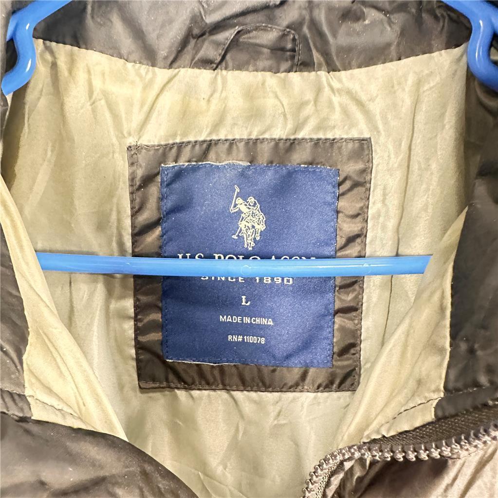 US POLO ASSN Mens Puffer Vest Full Zip Pockets Brown Large L