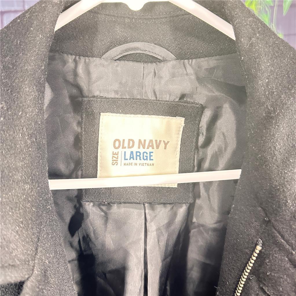 Old Navy Men’s Classic Black Peacoat  Size LG