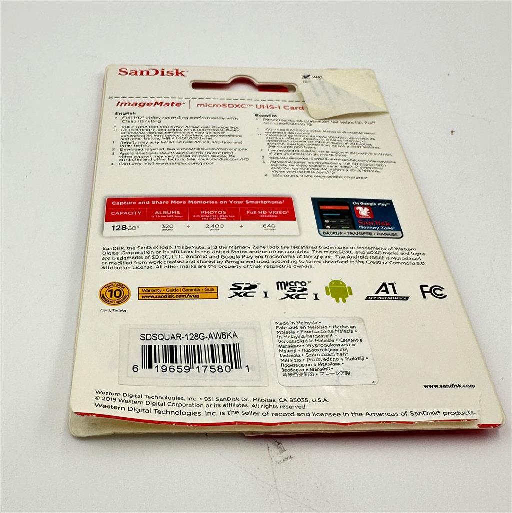 SanDisk 128 GB A1 ImageMate MicroSDXC UHS-I Card With Adapter 100 MB/S Full HD