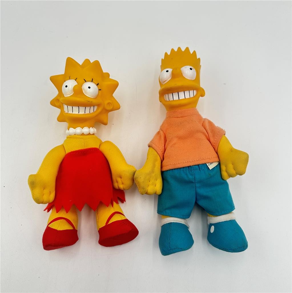 Vintage 1990 The Simpsons BART & Lisa SIMPSON Vinyl Doll Plush