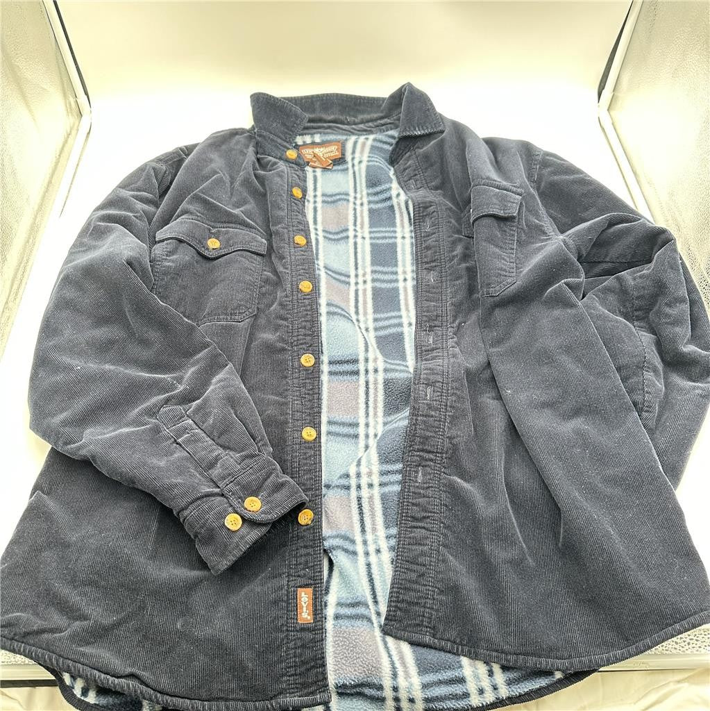 Corduroy Jacket Mens  XL Levi Strauss & Company Fleece Lined Shacket Navy Blue