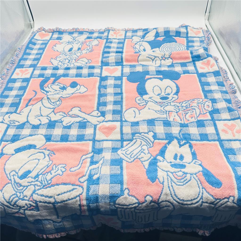Disney Baby Blanket Throw with Baby Mickey and Friends. Pink and Blue