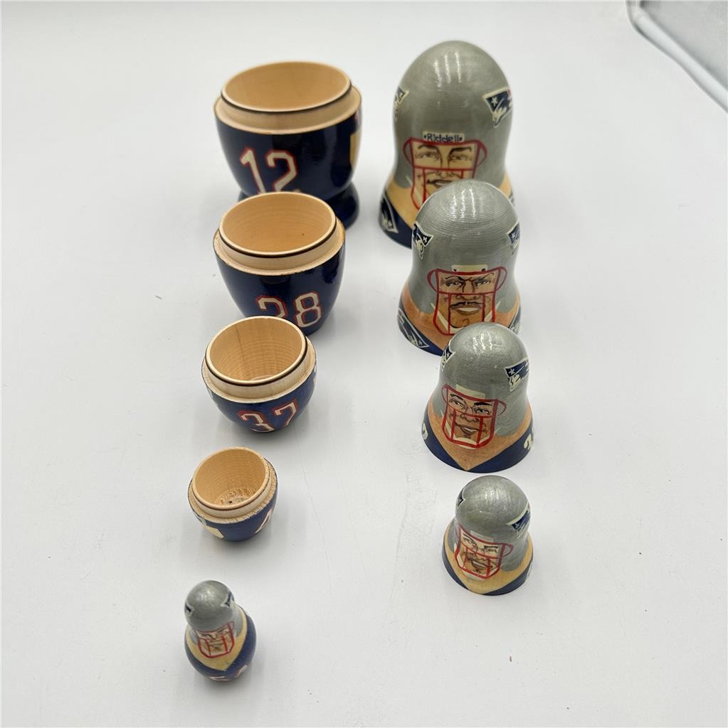 New England Patriots Nesting Doll-Brady, Dillon, Harrison, Vinatieri,Bruschi